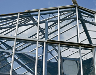 The structure of an old greenhouse for agricultural use. 