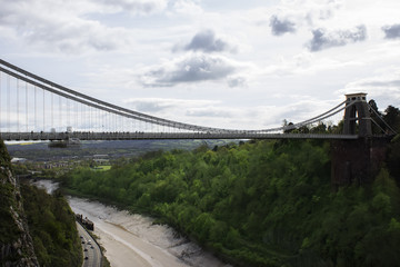 Fototapeta na wymiar Clifton Suspension Bridge spanning the Avon Gorge and River Avon designed by Brunel and completed in 1864 in Bristol, UK