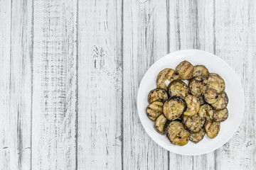 Antipasti (Grilled Zucchinis) (selective focus, close-up shot)