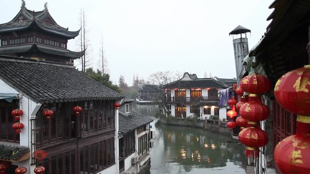 Dusk scenes of Shanghai Zhujiajiao ancient town