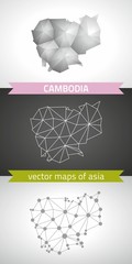 Cambodia collection of vector design modern maps, gray and black and silver dot contour mosaic 3d map