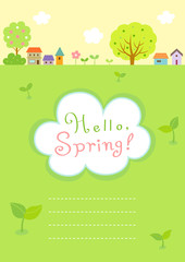 Spring landscape background with cute frame.