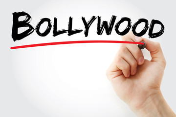 Hand writing Bollywood with marker, concept background