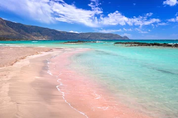 Fotobehang Elafonissi Strand, Kreta, Griekenland Elafonissi strand met roze zand op Kreta, Griekenland