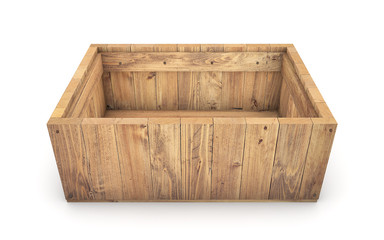 Wooden crate isolated on white. clipping path. 3d rendering