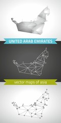 United Arab Emirates set of grey and silver mosaic 3d polygonal maps. Graphic vector triangle geometry outline shadow perspective maps