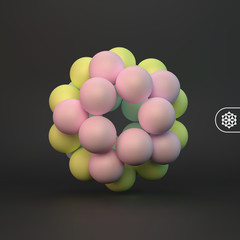 Abstract molecular structure with particles. Scientific background. Connection structure. 3D vector illustration for design.