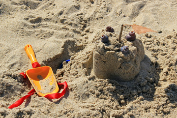 Sand castle on the beach