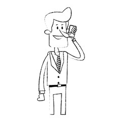 businessman making cellphone call icon image vector illustration design 