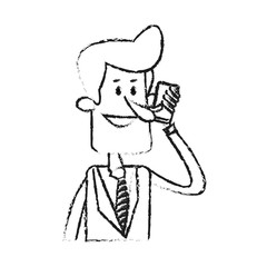 businessman making cellphone call icon image vector illustration design 
