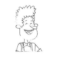 laughing man with bowtie cartoon icon image vector illustration design 