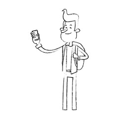 young man looking at cellphone cartoon icon image vector illustration design 