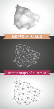 Norfolk Island collection of vector design modern maps, gray and black and silver dot contour mosaic 3d map