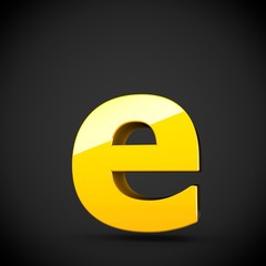 Glossy yellow paint letter E lowercase with softbox reflection