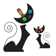 кошки черные две в головных уборах 