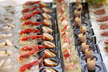 Serie di antipasti di pesce 