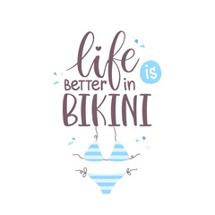 Summer design sticker with tropical beach elements