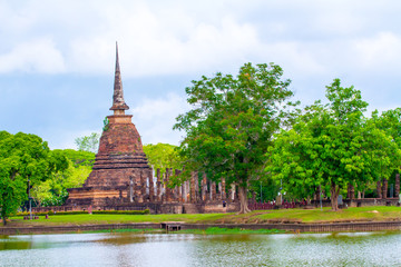 Naklejka premium Sukhothai Historical Park in Thailand. World heritage site. One of the most famous places in Thailand.