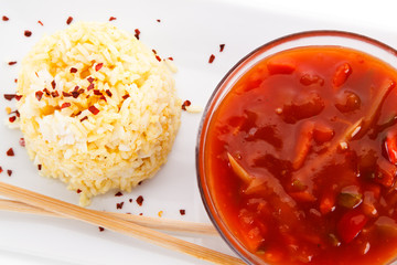 Rice with hot sauce
