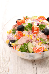 rice salad with tuna,tomato and olive