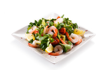 Shrimps with salad