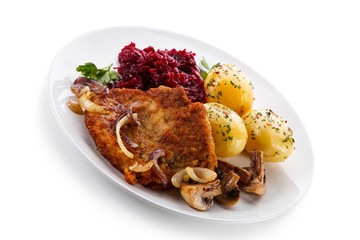 Fried pork chop with potatoes