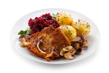 Fried pork chop with potatoes