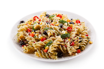 Pasta with colorful vegetables