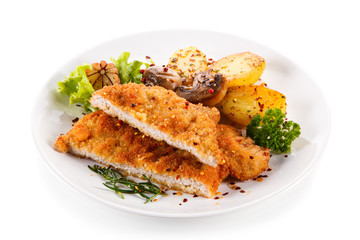 Fried pork chop with potatoes