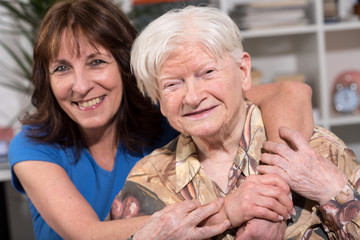 Portrait of happy grandmother with her daughter