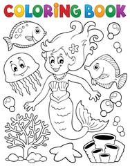 Coloring book mermaid topic 2