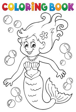 Coloring book mermaid topic 1