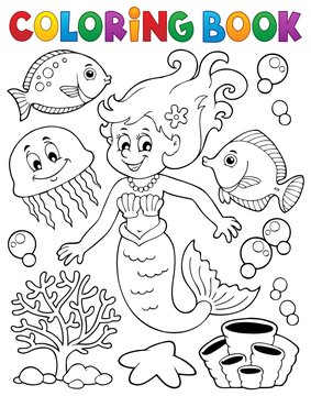 Coloring book mermaid topic 2