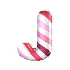 3D birthday letter J candy concept isolated with clipping path