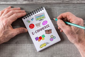 E-commerce concept on a notepad
