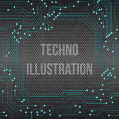 circuit board techno background with text. vector