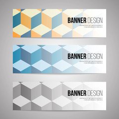 Horizontal banners backgrounds in three different colors. Vector