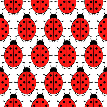 Ladybugs. Seamless pattern on white background.