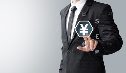 business man select Japan Yen