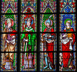 Stained Glass in Brussels Sablon Church - Catholic Saints