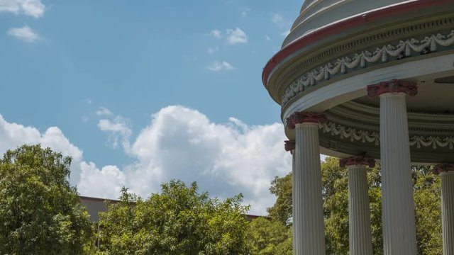 Time lapse of green park and its architecture in the center of the city of San Jose, Costa Rica