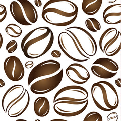 Coffee beans seamless pattern vector illustration on white background
