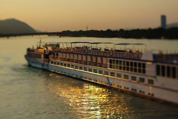 A Dinner Boat on a River at Night
