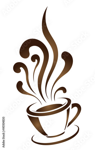 Download "Coffee cup with stylized steam hand drawn vector illustration on white background" Stock image ...