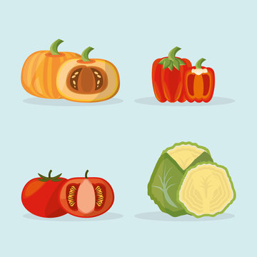 set vegetables fresh food image vector illustration eps 10