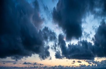 Blue sky with cloud closeup at sunset