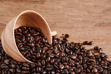 coffee cup on wood table