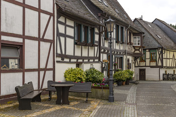 Medieval half-timbered houses in the city of Herrstein, Hunsrueck, Germany, Rhineland-Palatinate