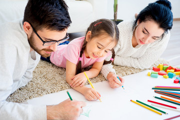 Family drawing together