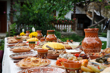 table with homemade moldavian food  - 145108875
